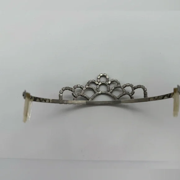 Vintage Rhinestone Silver Tiara Crown Scalloped Sparkle Costume Accessory - Picture 3 of 6